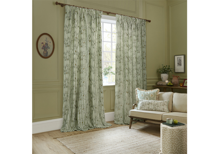 Chinese Lanterns Pencil Pleat, Sage - Ready Made Curtains - Image 7